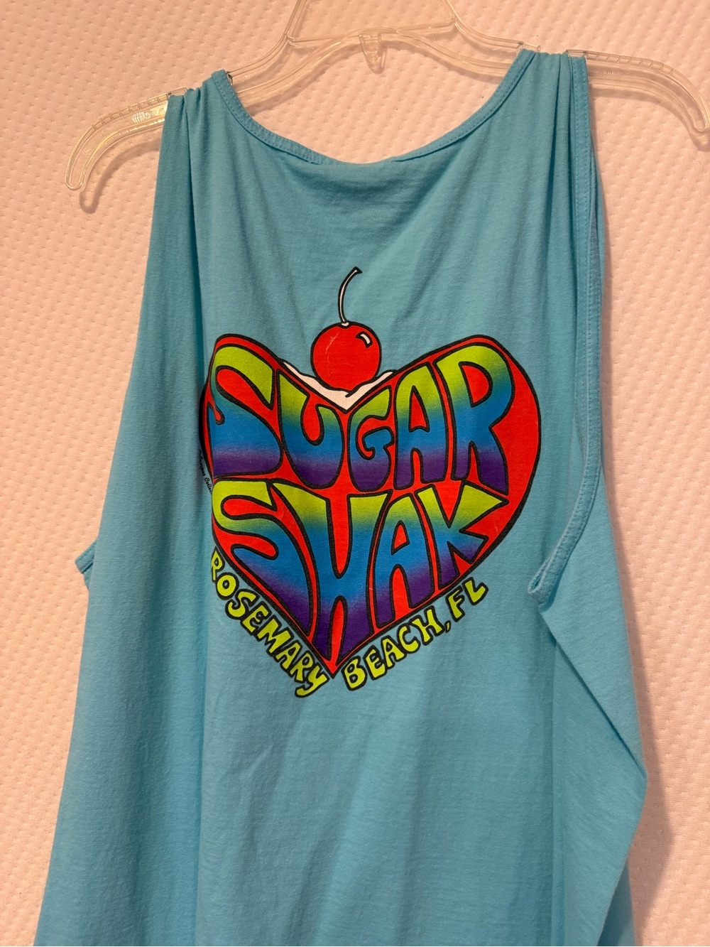 The Sugar Shak Rosemary Beach FL Tank Top - Aqua comfort colors Large oversized